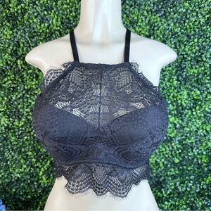 Pink victoria secret black lacey push‎ up racer back pull on bra